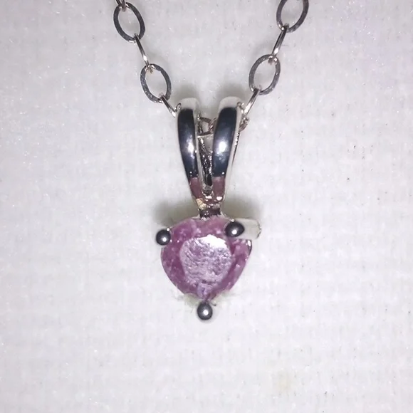 Sterling Silver Link Chain Small Dainty Amethyst Necklace - Size 16" - Picture 6 of 8